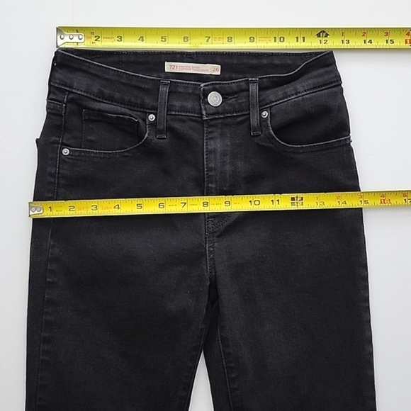 Levi's 721 Women's High Rise Skinny Black Denim Jeans Stretch Frayed Hem Size 26 - Picture 13 of 15